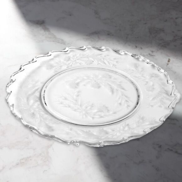 Antique Mid Century Fostoria Heather Etched Crystal 9.5” Dinner Plate - Picture 1 of 1